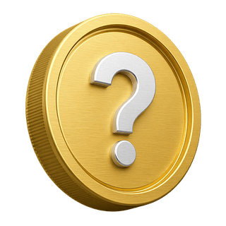 Sur la page FAQ, une pièce d’or 3D décorative avec un point d’interrogation